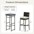 thumbnail image 3 of Costway Ensemble de Bar d'Extérieur 3 Pcs en Rotin pour Patio, Table et Chaises Hauteur Bar avec Dessus de Table en Verre, 3 of 10