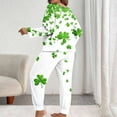 thumbnail image 5 of Levmjia Womens Pajama 2 Piece Set Casual Long Sleeve Tops Pants Plus Size St. Patrick Printed Outfit Soft Polyester Sleepwear Home Wear Comfort, 5 of 6