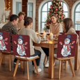 thumbnail image 5 of Christmas Snowman Chair Covers Set of 1 Winter Cute Cartoon Snowman Red Plaid Chair Back Covers Stretch Removable Washable Slipcovers Protector for Dining Room Kitchen Party Decor, 5 of 5