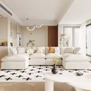 LUCKHAO 134*59" Oversized Modular Large U-Shape Sectional Sofa with 2 Removable Ottomans ,6 Seat Upholstered L Shaped Coud Corner Sofa for Living Room Office ?