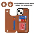 thumbnail image 6 of Feishell Back Wallet Case for iPhone 15 Plus 6.7", RFID Blocking Premium PU Leather Flip Cover with Card Slots Holder Magnetic Buttons Kickstand TPU Bumper Shockproof Case, Brown, 6 of 7