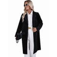 thumbnail image 5 of Women'S Solid Color Long Sleeve Velvet Jacket Open Front Casual Suit Cardigan Mid-Length Coat Black L, 5 of 10