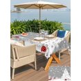 thumbnail image 4 of Outdoor Tablecloth with Umbrella Hole and Zipper, Grey Christmas Rectangle Table Cloth 54x80 Inch Waterproof Tablecloth, Snowflake Winter Xmas Tree Picnic Table Cover for Patio Camping, 4 of 7