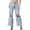 Light Blue, variant on EDFBUYKRS Female Women Pants Casual Teacher Pants Petite Women Ladies Solid Loose Wide Leg Ripped Jeans Denim Pants Trousers M