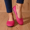 thumbnail image 3 of Women's Casual Flats Closed-Toe Closed-Heel Comfortable Breathable Knit Fabric Padded Insole Flexible Rubber Outsole Perfect for Work Walks Everyday Wear Hot Pink, 3 of 5