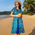 thumbnail image 4 of Easygdp Beautiful Blue Peacock para Vestido Transpirable de Mujer, Vestido Suelto de Manga Corta con Pliegues y Bolsillos para el Verano, 4 of 6