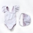 thumbnail image 2 of Baby Girl Swimsuit Cute One Piece Bathing Suit with Sun Protection Ruffles Swimwear (9M-6T), 2 of 6