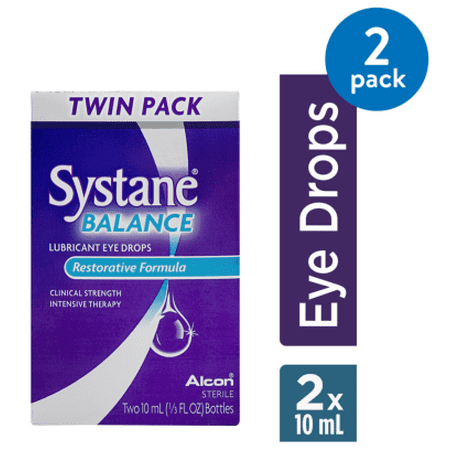 Pet Vision Eye Drops - (2 Pack) Systane Balance Lubricant Eye Drops Restorative Formula TWIN - 2 CT