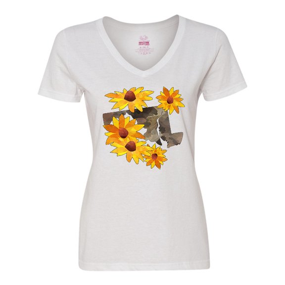 Inktastic Maryland-black Eyed Susans State Flower Women's V-Neck T-Shirt