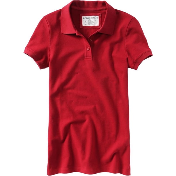 Aeropostale Womens Solid Uniform Polo Shirt, Rojo, X-Small