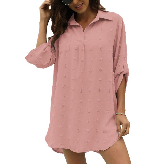 Traje de baño para mujer, traje de baño de gasa informal suelto, traje de baño para playa, camisa de vestir larga