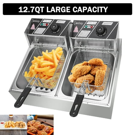 12.7QT Deep Fryers for Kitchen, Commercial Deep Fryer with Basket, Temperature Control Electric Fryers Cooker with Light Indicator, 5000W, Easy to Clean, Stainless Steel, Oil Filter, (Best Way To Clean Stainless Appliances)