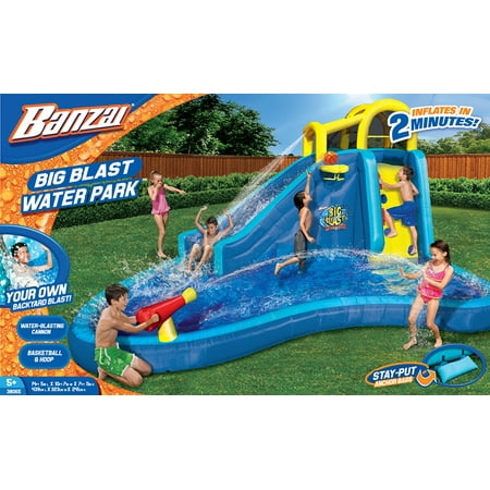 banzai inflatable big blast cannon splash slide lagoon pool outdoor water park