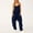 Dark Blue, variant on MSJUHEG Jumpsuits For Women One Piece Jumpsuits For Women Jumpsuit Spaghetti Straps Wide Leg Romper V Neck Spaghetti Straps Romper Sleeveless Long Jumpsuit Womens Jumpsuit Blue Xl