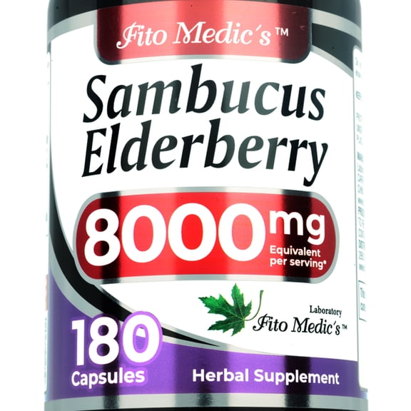 Elderberry Supplement | Sambucus Black Elderberry | 180 Capsules