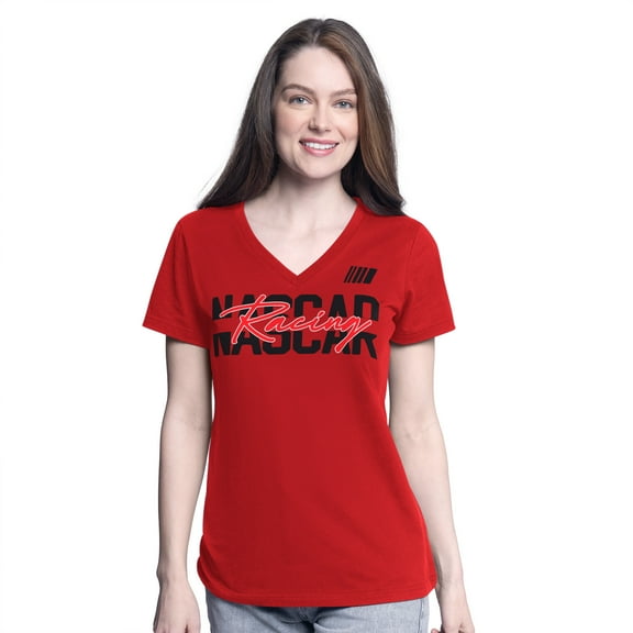 Women's G-III 4Her by Carl Banks Red NASCAR Batter Up V-Neck T-Shirt