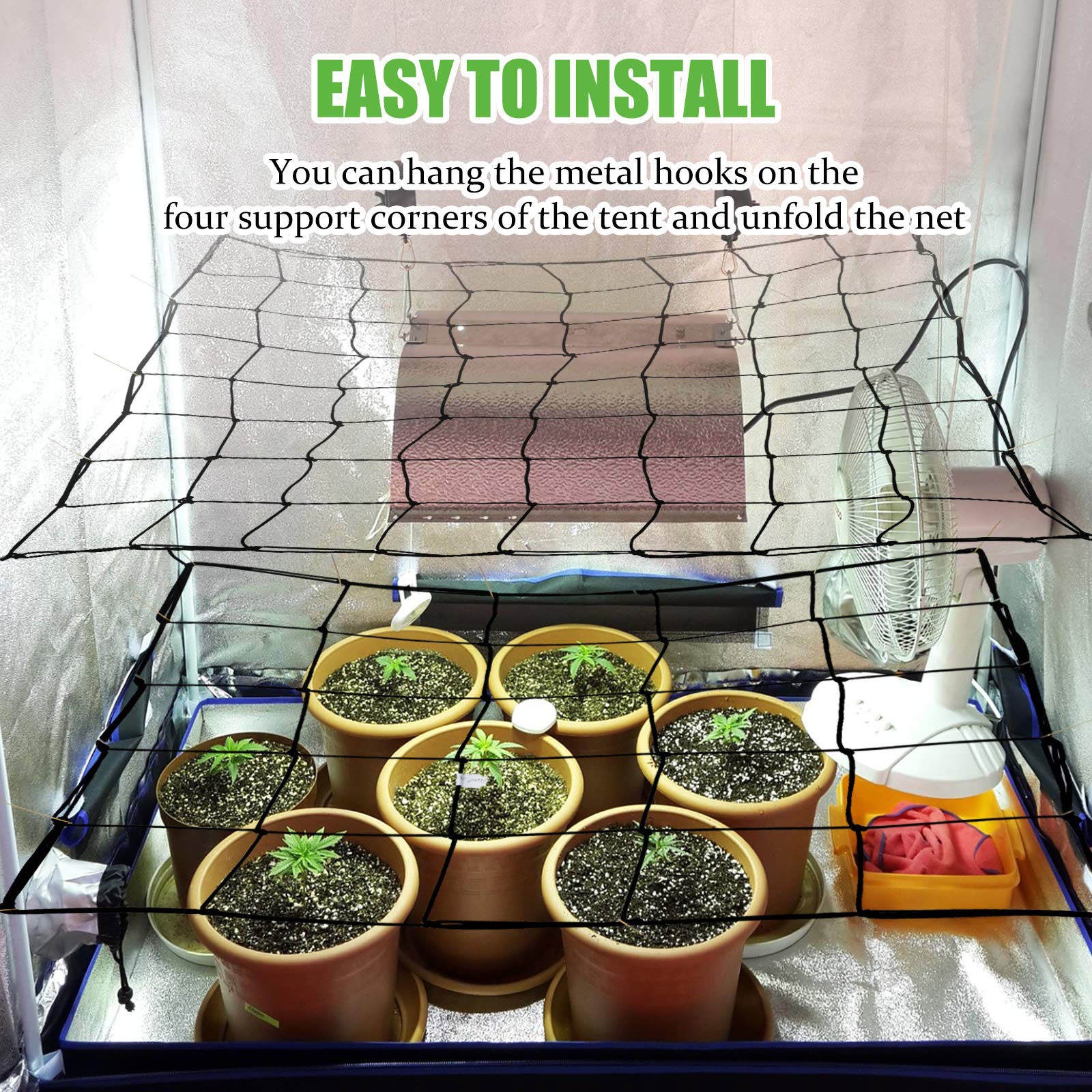 FENGGUIQU Black Plant Grow Netting 1Pc Elastic Trellis Garden Support Net for Outdoor Vegetables and Fruits
