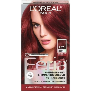 L'Oreal Paris Feria High Intensity Shimmering Color Power Red - R57 Intense M Auburn - 1 Kit