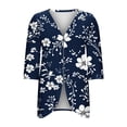 thumbnail image 6 of Nfurl 3/4 Sleeve Cardigans for Women Lightweight Trendy Floral Prints Open Front Thin Cardigan Casual Cover ups Navy,XL, 6 of 7