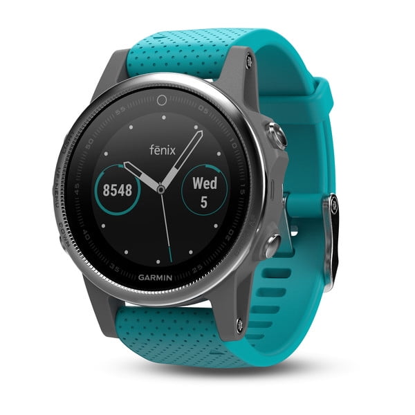 Garmin Fenix 5S Silver with Turquoise Band by Garmin
