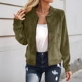 thumbnail image 2 of DHFJKG Suede Bomber Jackets For Women Crop Top Slim Fit Solid Color Zipper Coat Lightweight Streetwear Soft Outerwear, 2 of 4
