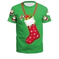 thumbnail image 3 of Ulitacool Mens T Shirts Christmas Day Clothing Cartoon Print Loose Crew Neck Short Sleeve Comfortable Clothes Green, 3 of 3