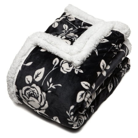 chanasya elegant rose soft fleece reversible sherpa throw blanket