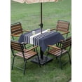 thumbnail image 5 of Square Outdoor Tablecloth with Umbrella Hole Vintage Striped Outside Table Cloth Waterproof Patio Table Cover Midnight Blue Modern Simple Lines Zipper Tablecloths for Picnic Party Camping 60x60 Inch, 5 of 8
