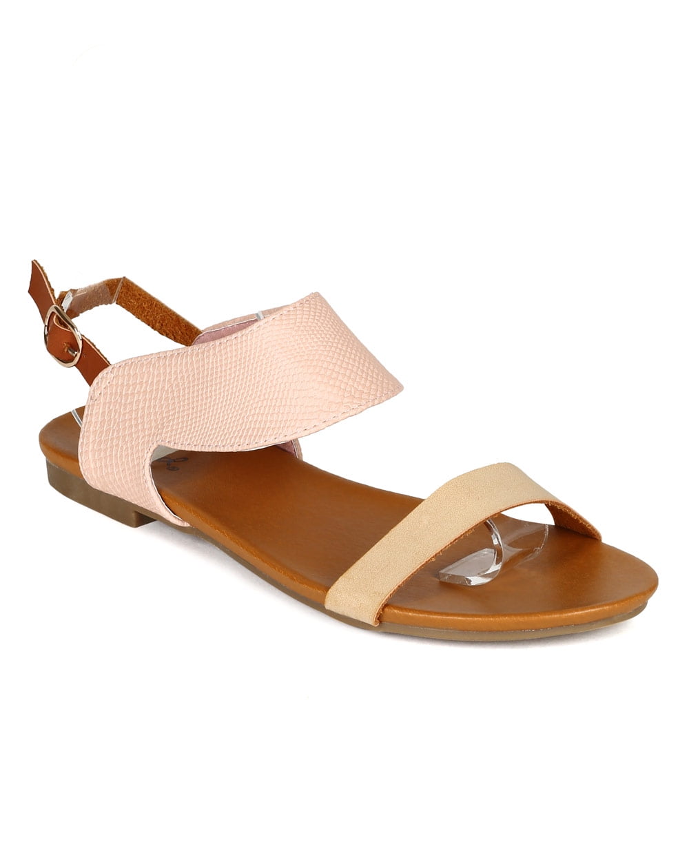 New Women Qupid Jordan01 Open Toe Reptile Skin Slingback Ankle Cuff