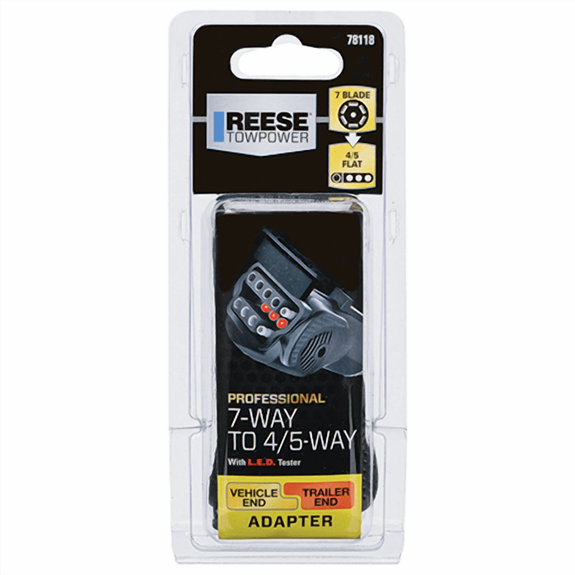 Reese Towpower 85357 6-Way Round to 4-Way Flat Adapter with LED Circuit Tester, Wiring - Canada Reese Towpower 85357 6-Way Round to 4-Way Flat Adapter with LED Circuit Tester, Wiring - Canada