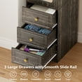 thumbnail image 3 of Cyehnenx Armoire Wardrobe Closet, 69.5" H Wood Bedroom Armoires Cabinet with Mirror Door and 3 Drawers, Clothing Storage Cabinet with Hanging Rod & Sensor Light for Bedroom, Rustic Brown (Left), 3 of 8