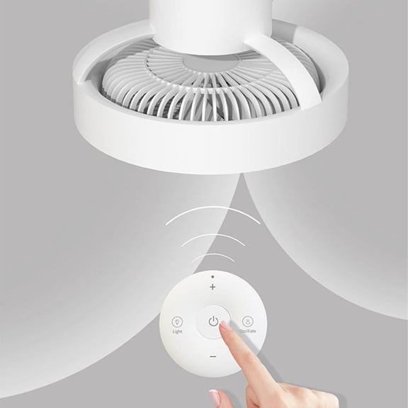 YiBai USB Rechargeable Small Ceiling Fan Portable Outdoor Indoor Hanging Fan Desktop Night Light Multi-Function Dimmable Fan Light, White #N.1475