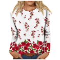 thumbnail image 1 of TSADFHJI Chemises de Noël pour Femmes T-Shirt Décontracté Mode Imprimé Col Rond Manches Longues Chandail T-Shirt S Rouge Pastèque, 1 of 5