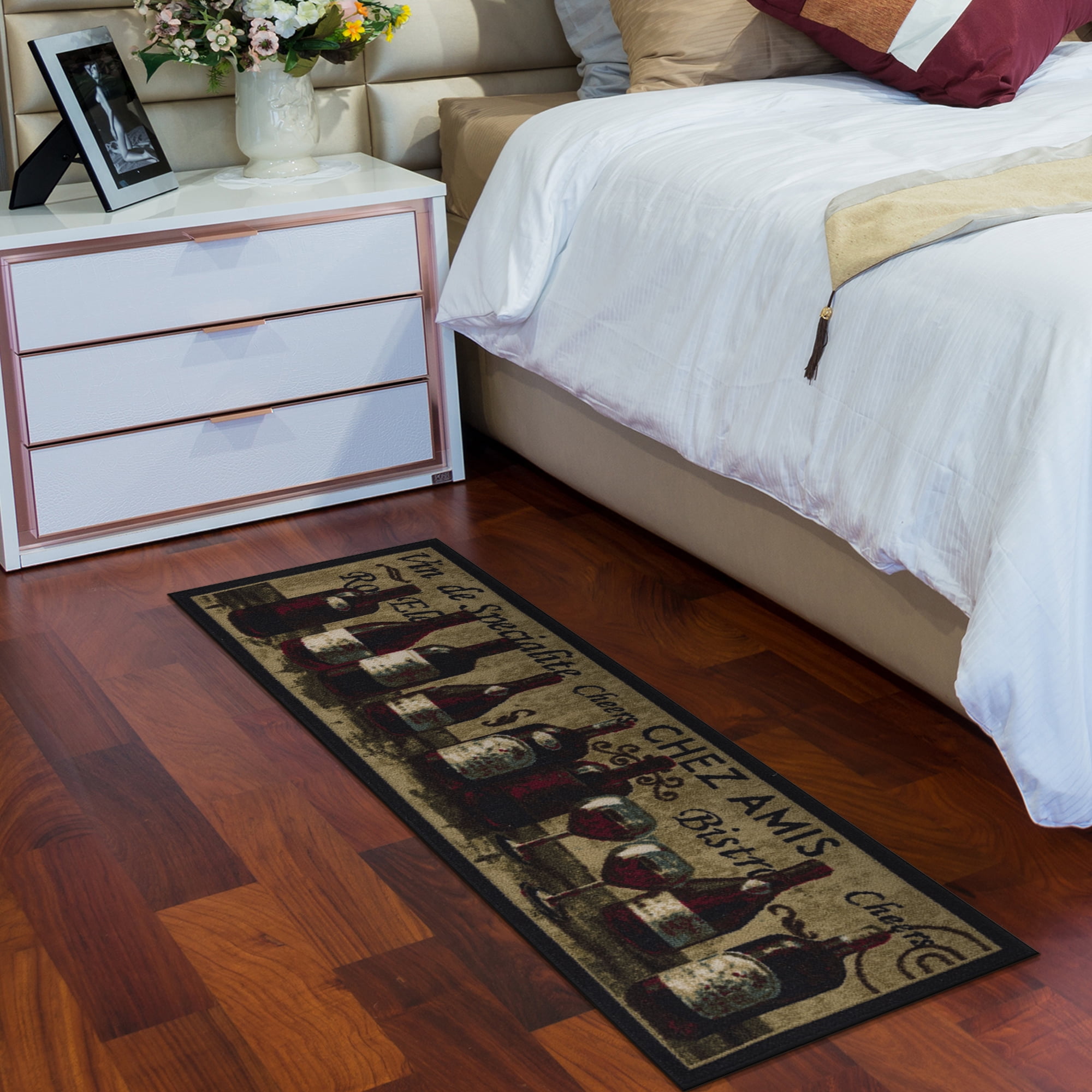 Ottomanson Machine Washable Non-Slip Rubberback Wine 2x5 Kitchen Runner Rug, 20" x 59", Beige