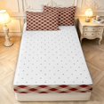 thumbnail image 4 of Manfei Rustic Plaid Zipper Twin Comforter Sets with Fitted Sheet and 2 Pillowcases,Retro Grid Zipper Bedding Set,Brown,Reversible,4pcs, 4 of 8