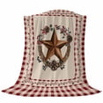 thumbnail image 6 of Country Star Plaid Blanket Soft Cozy Warm Throw Blanket for Couch, Plush Fuzzy Flannel Fleece Blankets for Sofa, Retro Western Farmhouse Barn Berry Bed Blankets Lightweight Gifts for Women, 40"x50", 6 of 9