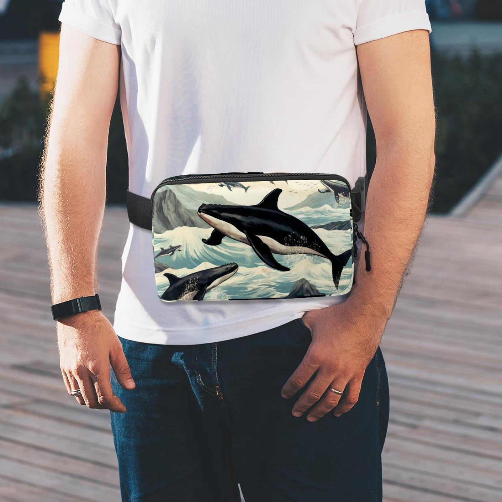 Whales Adjustable Lightweight Waist Bags with Extension Strap, Unisex Running Belt Fanny Pack