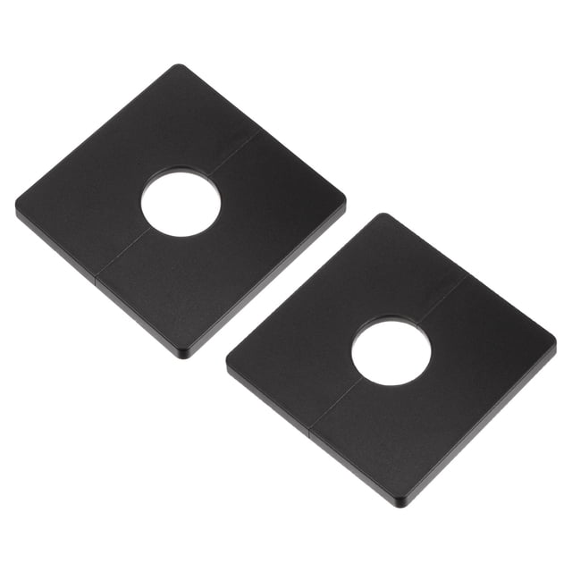Placa de escotadura cuadrada ABS de 2 piezas para montaje en pared, cubierta de tubería de agua para tubería de 1.1" de diámetro, color negro