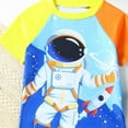 thumbnail image 4 of Boys' Two Piece Swim Set With Cartoon Astronaut Print Upf 50+ Qick Dry Swim Trunks Hat For Kids,Toddler Baby Size 3-4T,Multicolour, 4 of 7
