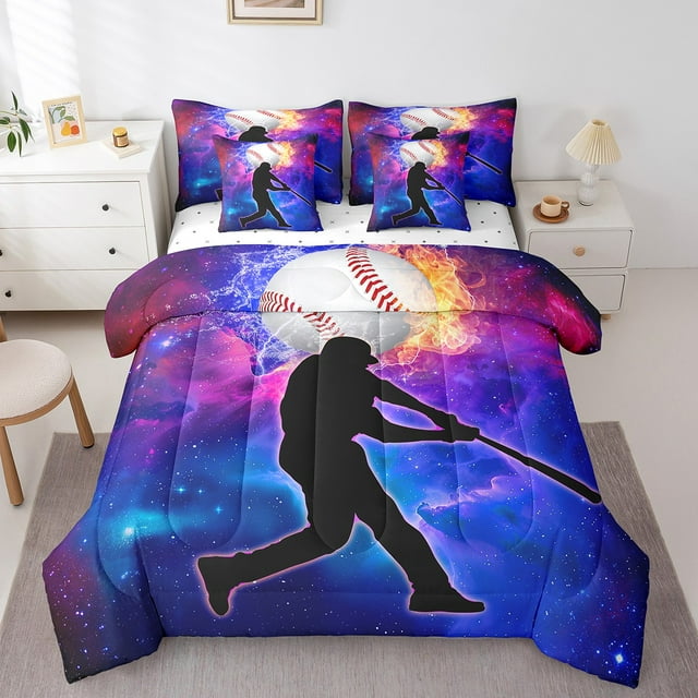 YST Ensemble Douillette de Baseball Joueur de Sports, Lit Tout-en-un, Format Double (7 Pcs)