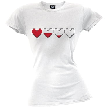 T-Shirt Blanc Juniors 8-Bit Cœur pour la Saint-Valentin
