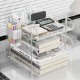 thumbnail image 2 of Clear Acrylic Desk Organizer, Multi-Tier Letter Tray with Pen Holder, Office Storage for Documents and Supplies, 2 of 4