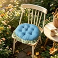 thumbnail image 5 of Lenkho Striped Tufted Round Seat Cushion with Ruffle Edge, Soft Padded Decorative Chair Pad, Comfort Thick Floor Sitting Cushion for Dining Chair, Kitchen Seat, Living Room, Bedroom Balcony, 5 of 6