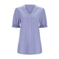 thumbnail image 7 of CAICJ98 T Shirts for Women Elegant Short Sleeve Lace V Neck Shirt Summer Tops Solid Blouses for Women Trendy Basic Tee Purple,S, 7 of 7