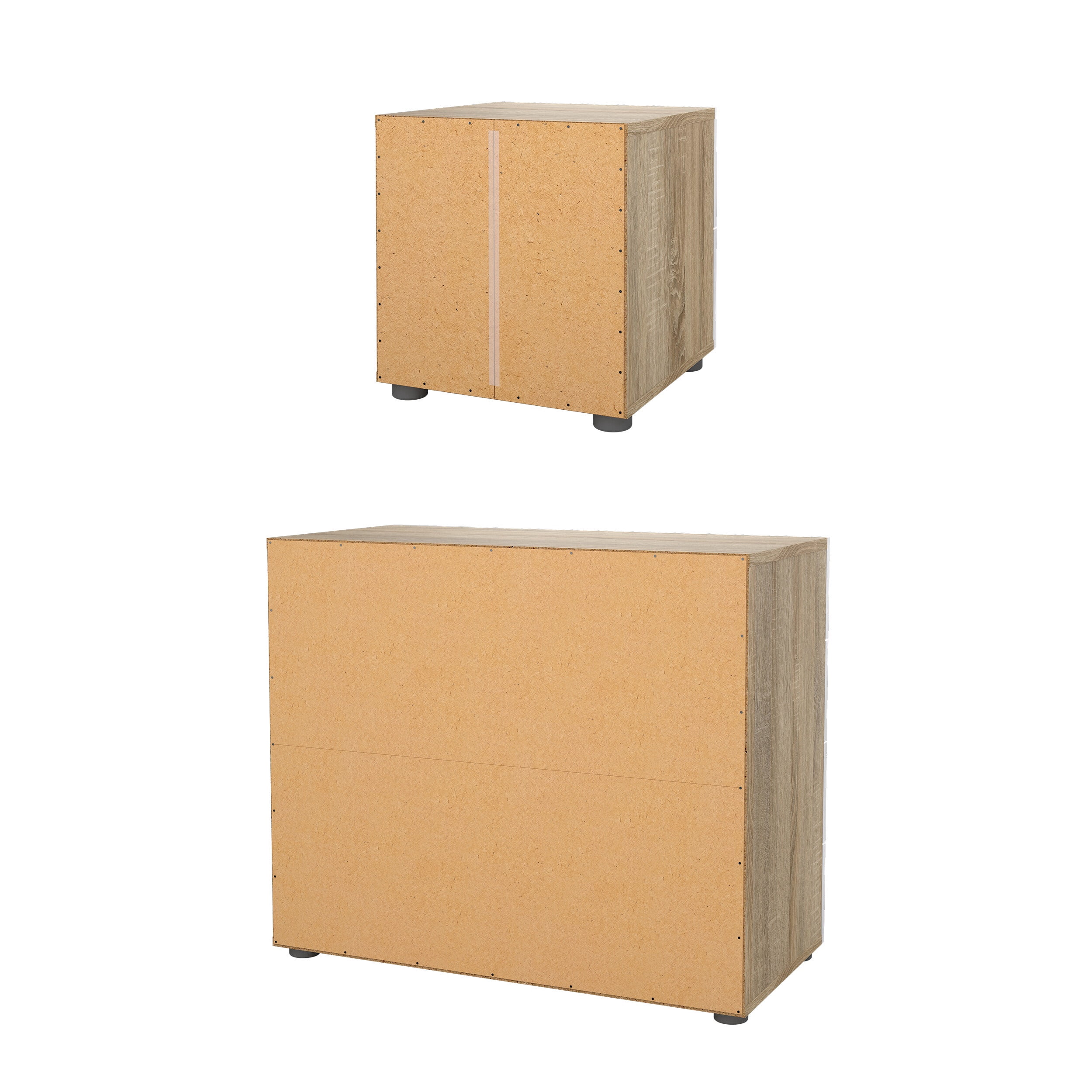 Tvilum Loft 2-Piece Bedroom Set with Chest and Nightstand, Oak/White High Gloss