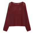 thumbnail image 4 of XIAONU Open Knit Sheer Pullover Sweater for Women Long Sleeve Crew Neck Casual Lightweight Loose Top, 4 of 4