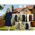 thumbnail image 4 of Mengpipi Womens's Plus Size Casual Long Sleeves Dress Crew Neck Loose Midi Dress with Pockets, 2X-5X, 4 of 6
