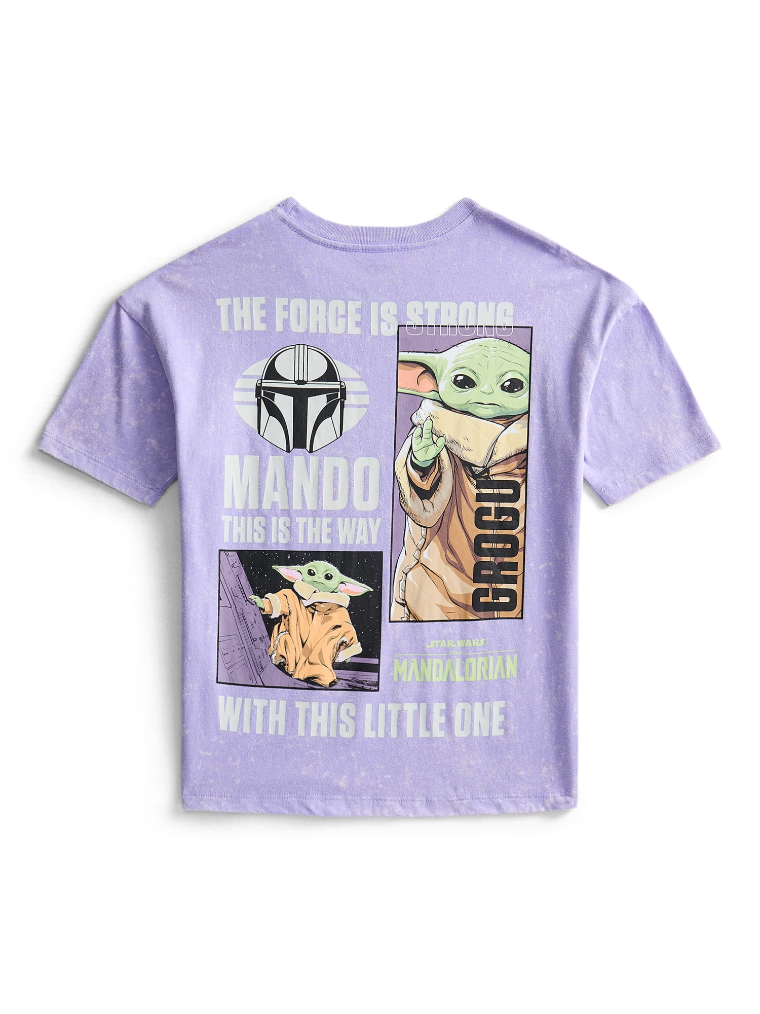 Star Wars Boys Mineral Wash Grogu Mando Graphic Tee, Sizes 4-18