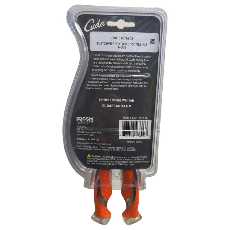 Cuda Fletcher 8.75 Needle Nose Pliers - Titanium Bonded Jaws