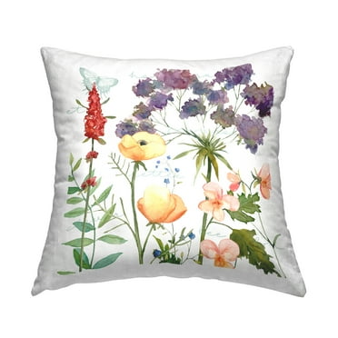 Stupell Industries Mixed Garden Flowers Square Decorative Printed Throw Pillow, 18 x 18